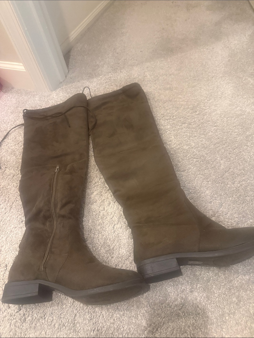 Charlotte Russe Olive Over-the-Knee Suede Boots